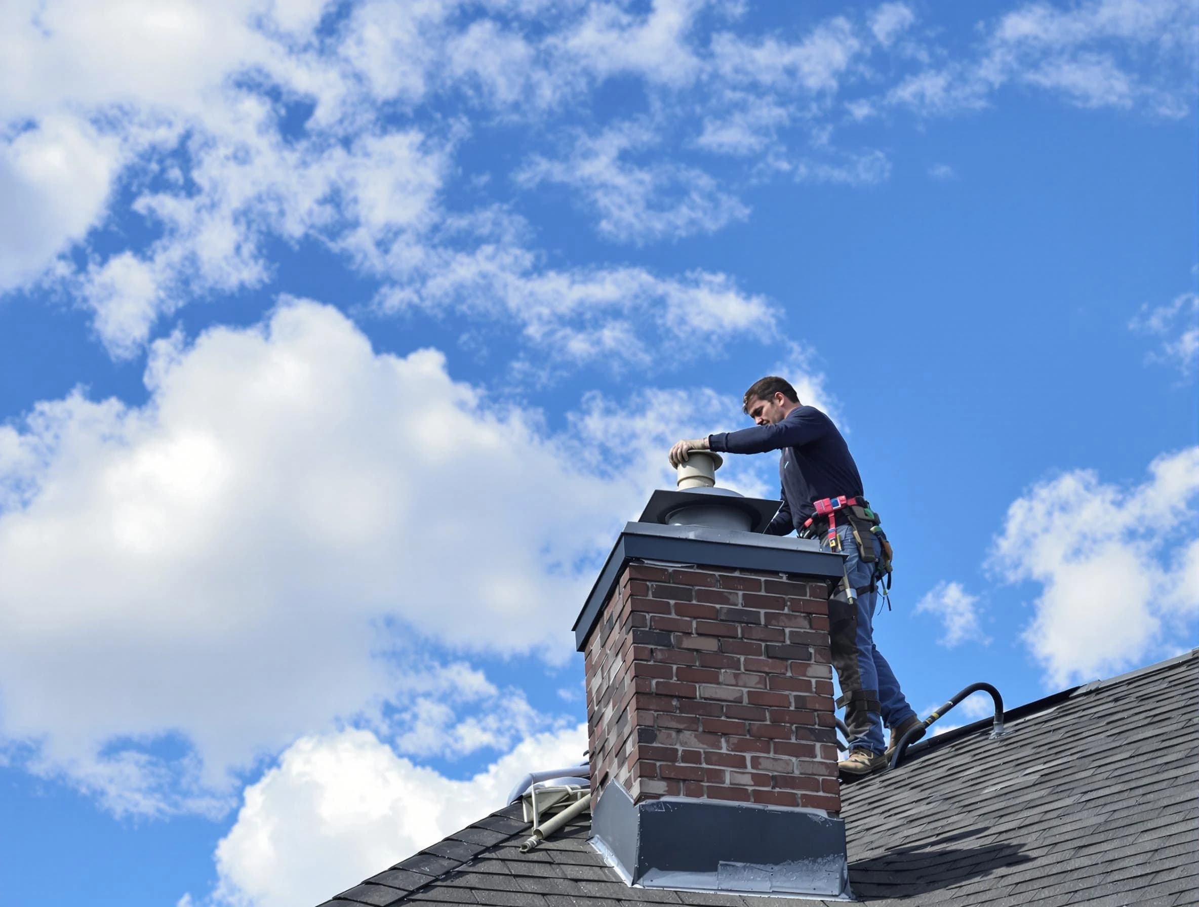 The Village Chimney Sweep installing a sturdy chimney cap in The Village, OK