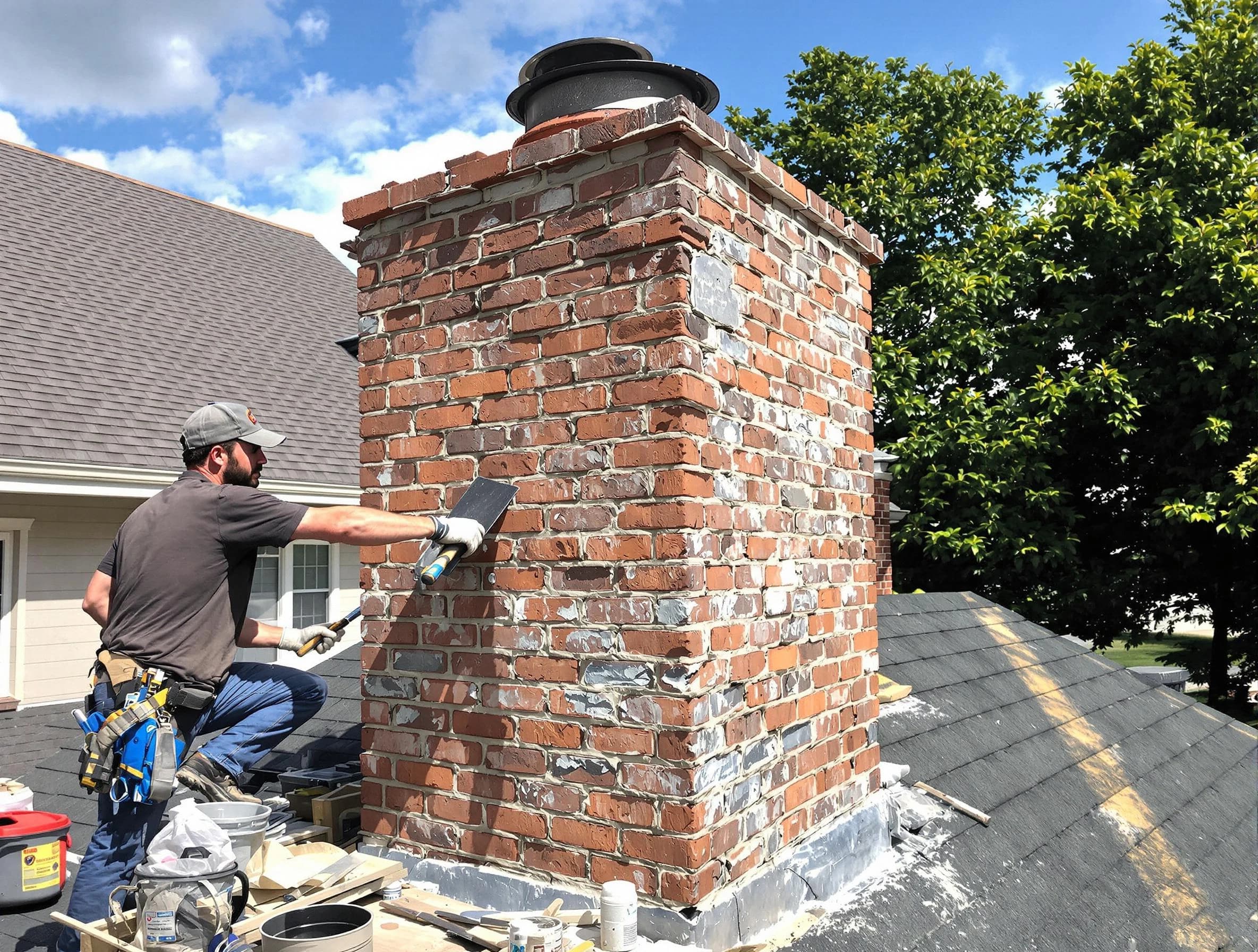Completed chimney rebuild by The Village Chimney Sweep in The Village, OK