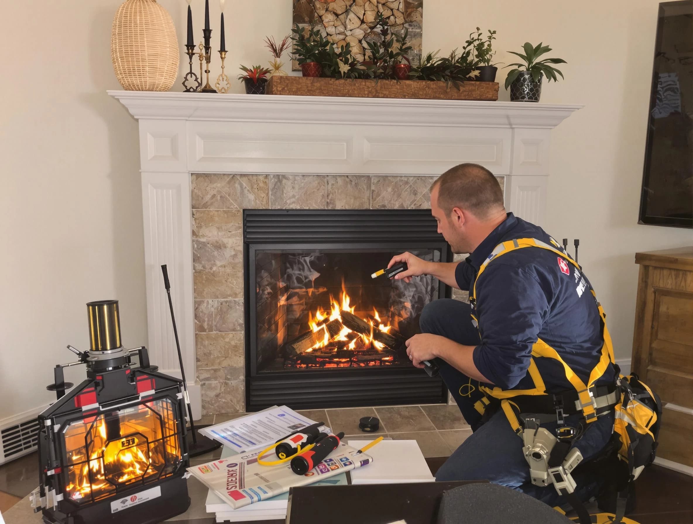 Safety-focused fireplace inspection by The Village Chimney Sweep in The Village, OK