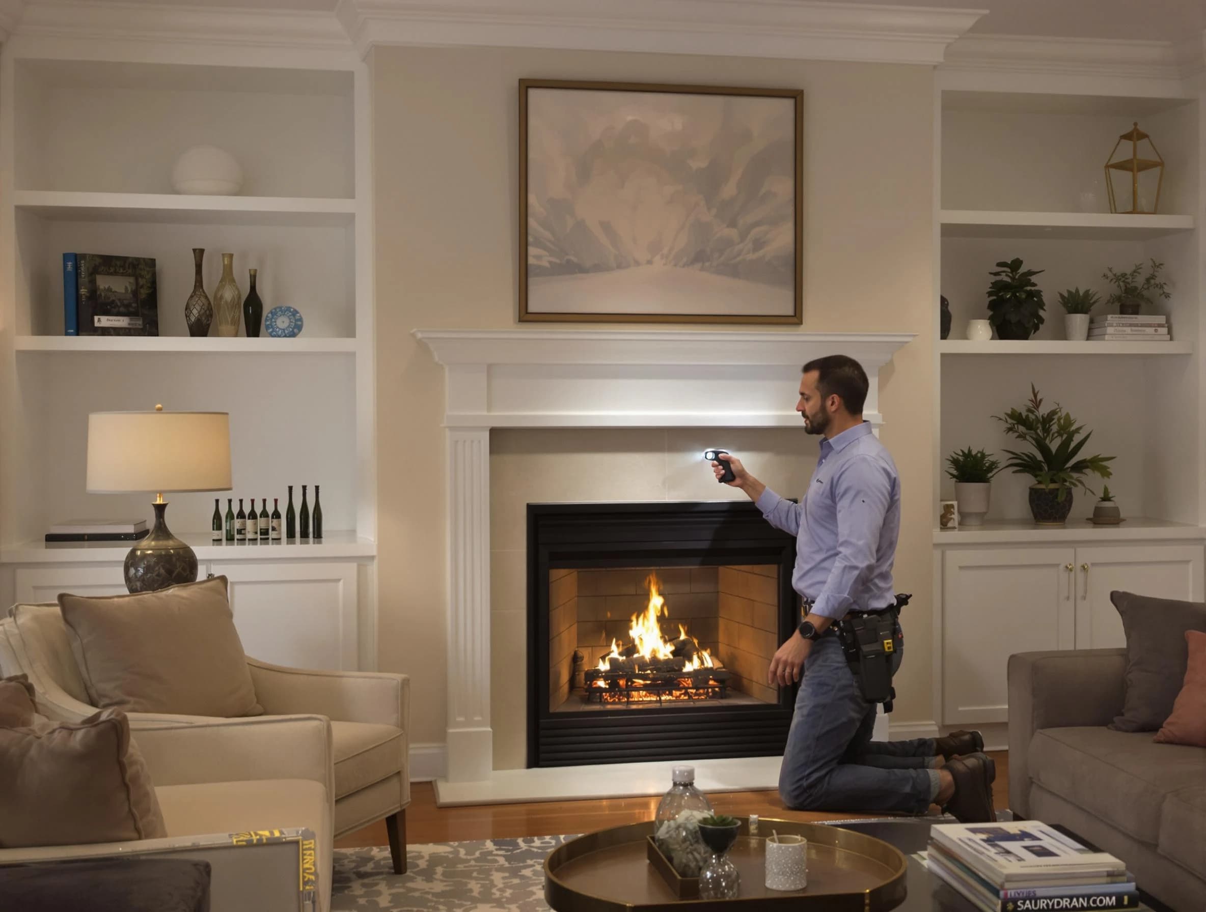 The Village Chimney Sweep conducting a fireplace safety inspection in The Village, OK