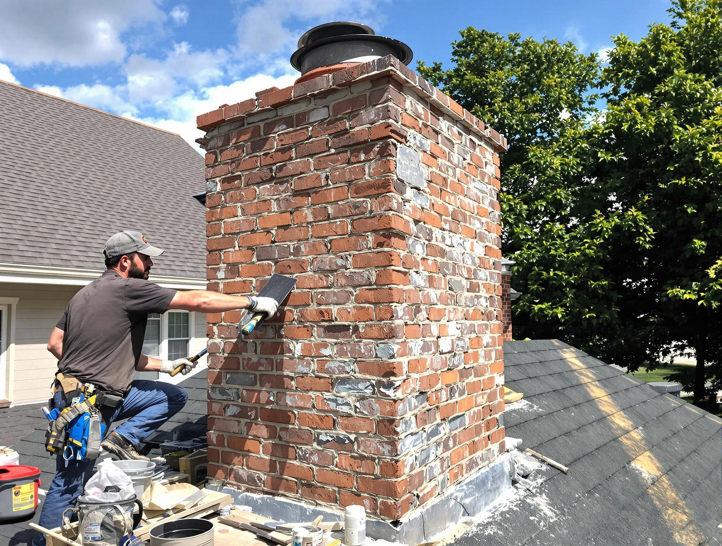 Completed chimney rebuild by The Village Chimney Sweep in The Village, OK