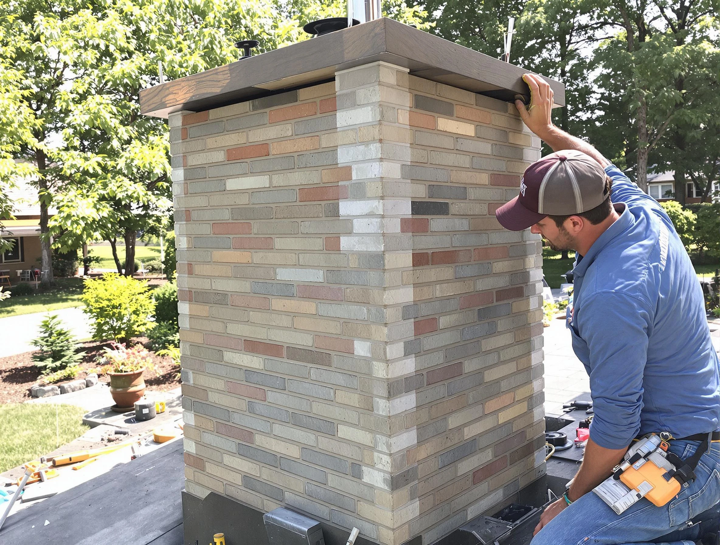 The Village Chimney Sweep completing a modern chimney remodel in The Village, OK