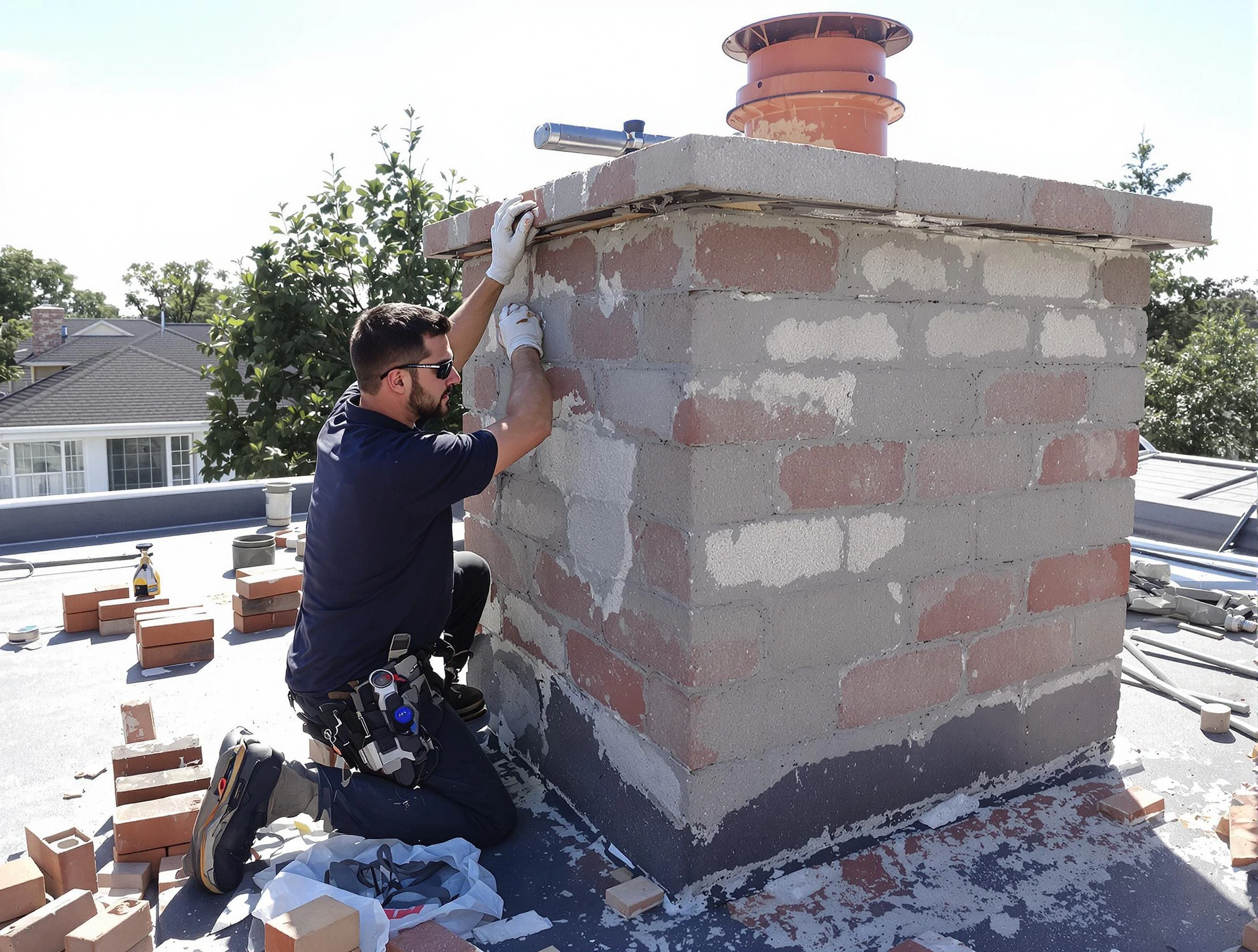 Advanced chimney repair process by The Village Chimney Sweep in The Village, OK