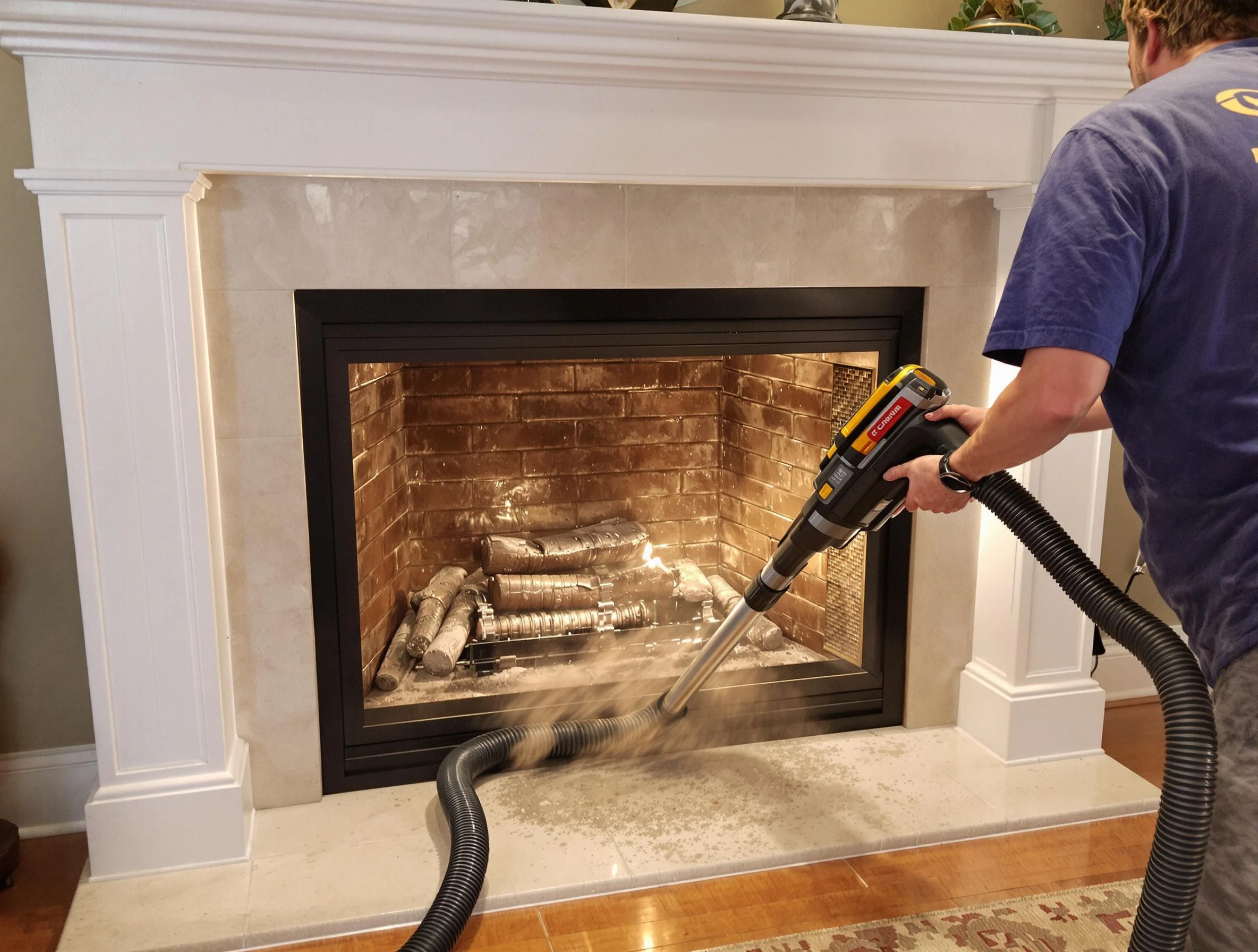 Fireplace cleaning performed by The Village Chimney Sweep in The Village, OK